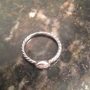 David Yurman petite oval pave diamond silver ring